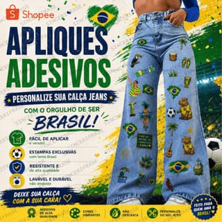 Aplique Adesivo Tema Brasil Para personalizar Calça Jeans Termocolante Para Costumizar Roupa Capivara Cachorro Caramelo