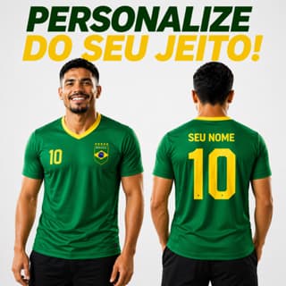Camiseta Brasil Personalizada Nome Número Qualidade Premium Não Desbota