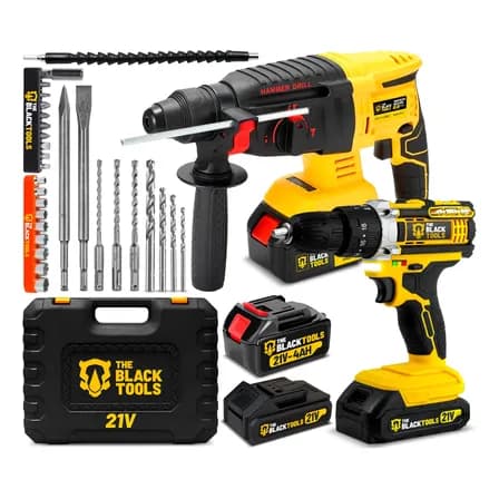 Kit Martelete Rompedor + Parafusadeira À Bateria 21v Amarelo 110v/220v 50/60hz