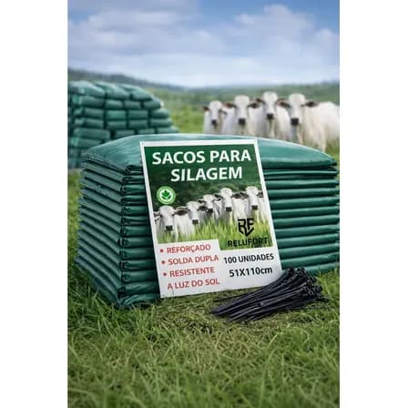 Sacos Para Silagem Verde 51 X 110cm 100un + 100 Abraçadeiras Verde
