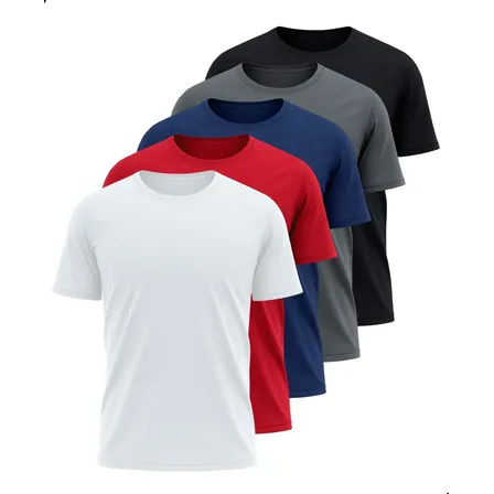 Kit 5 Camisetas Básicas Masculina Dry Fit Lisa Tradicional Variado Gg