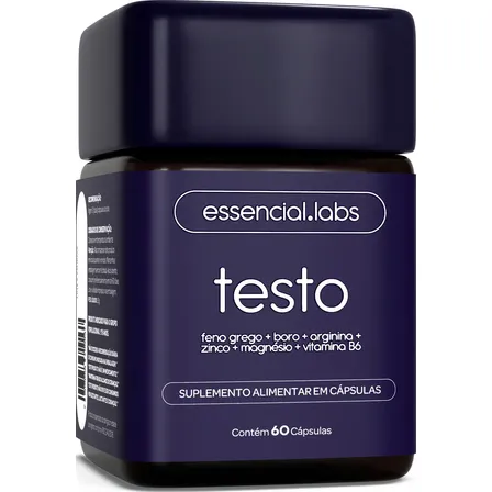 Testo Essencial - Fórmula Exclusiva Com Feno Grego + Boro + Arginina + Zma + Vitamina B6 - Precursor Da Testosterona - 60 Cápsulas Sem Sabor