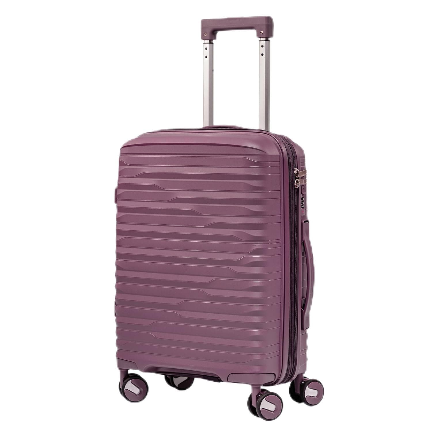 Mala De Bordo 10Kg Expansível Polipropileno Medidas 55x35x25cm Padrão Anac Mala De Viagem Pequena De Mão 8 Rodas 360° Cadeado Integrado Zíper Antifurto Rígida Leve (ROXO, Bordo Expansível)