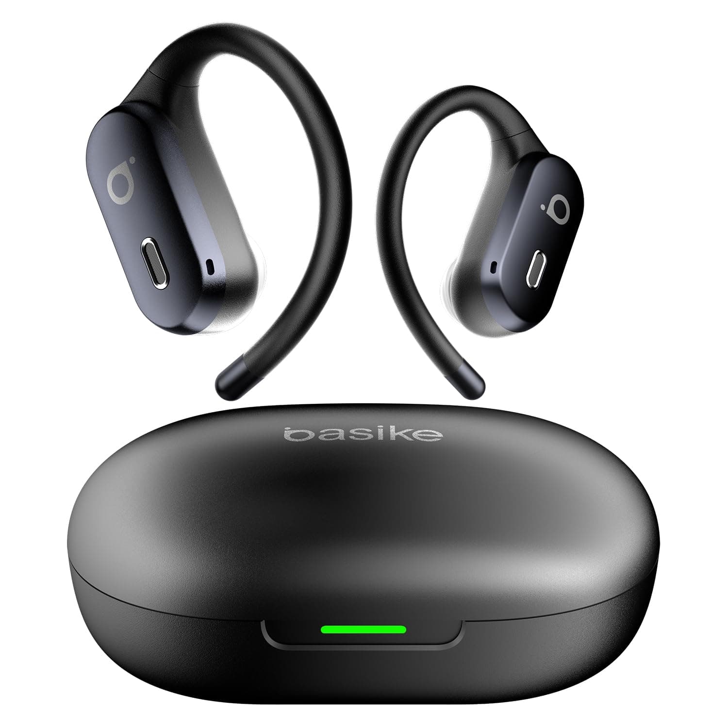 Basike Fone de Ouvido Bluetooth 5.4 TWS Esportivo, Som Hi-Fi Estéreo, ANC Cancelamento de Ruído & Modo Transparência, Resistente a Suor e Respingos para Corrida e Exercícios ao Ar Livre – Preto