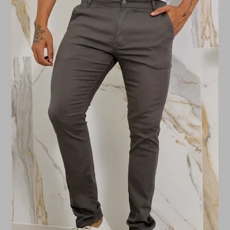 Calça Masculina Sarja Premium Esporte Fino Bolso Faca Lycra