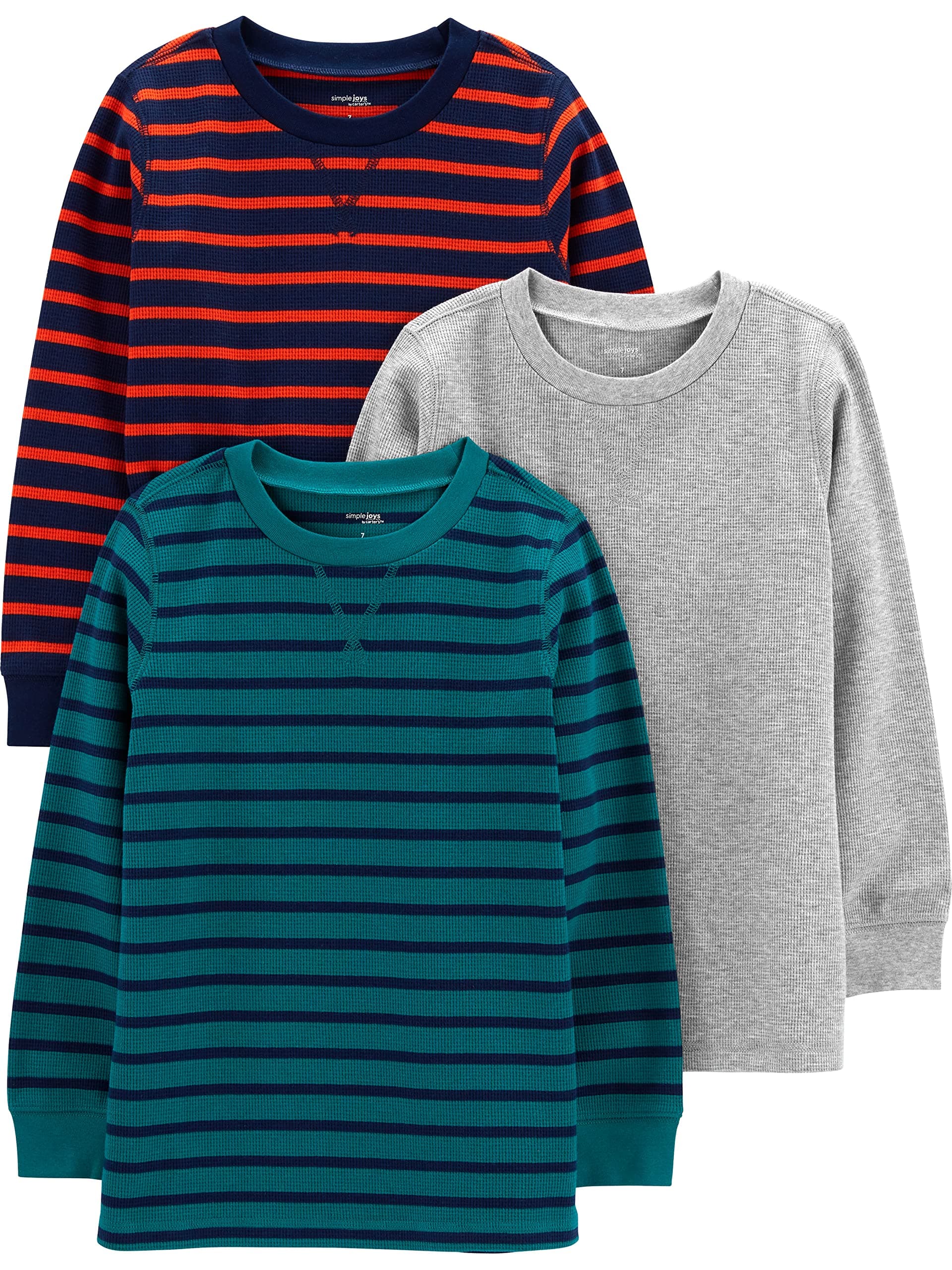 Simple Joys by Carter's Pacote com 3 camisetas térmicas de manga comprida para meninos