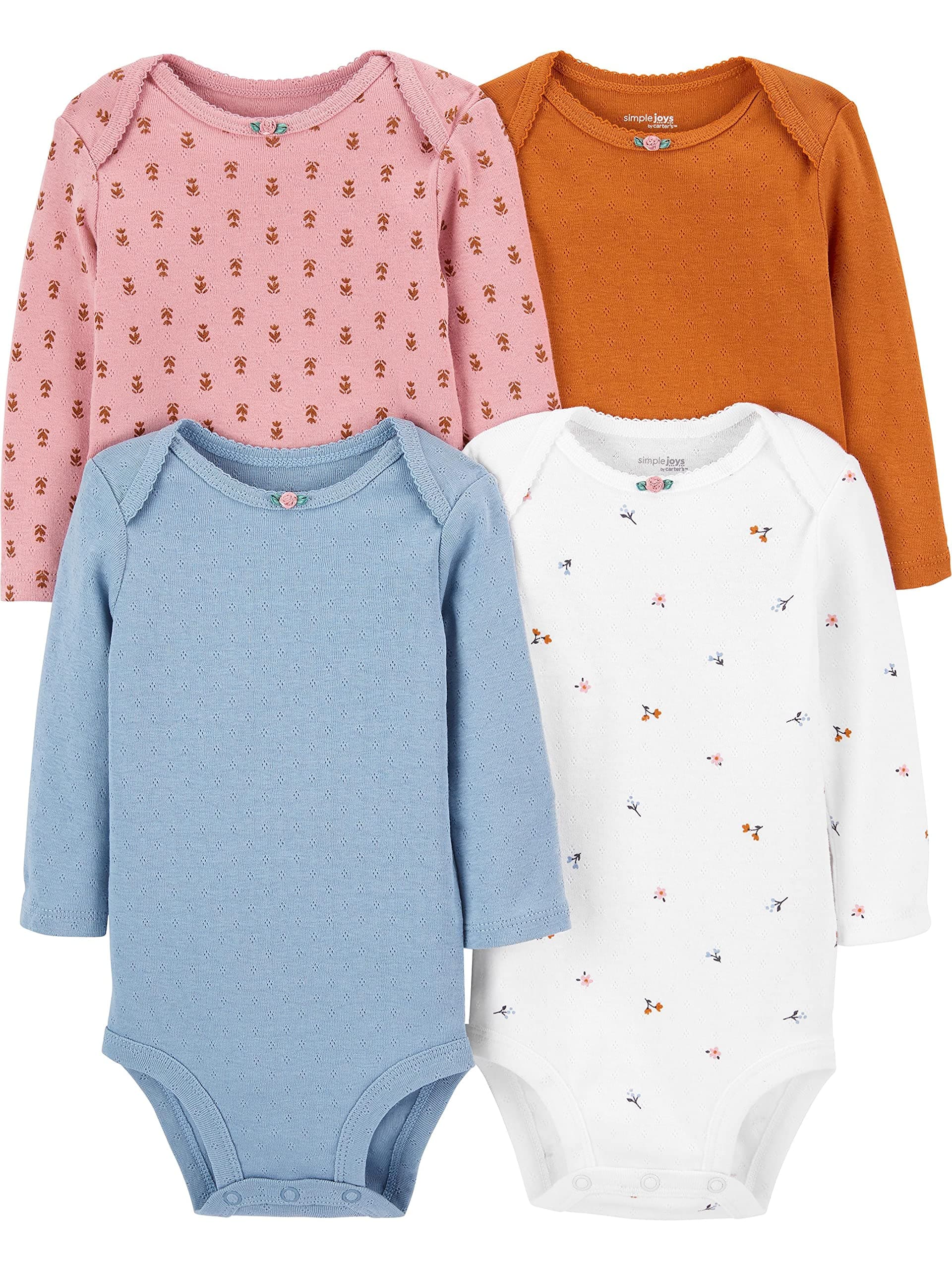 Body Pacote com 4 bodies Pointelle de manga comprida Simple Joys by Carter'sMeninas
